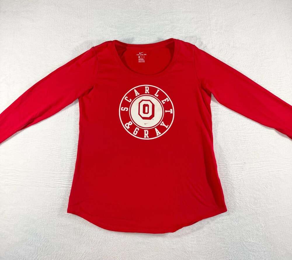 Nike Ohio State Buckeyes Women's Scarlet & Gray Long Sleeve Graphic T-Shirt, M